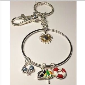 Silver Beach Sea Life Keychain Handbag Purse Charm